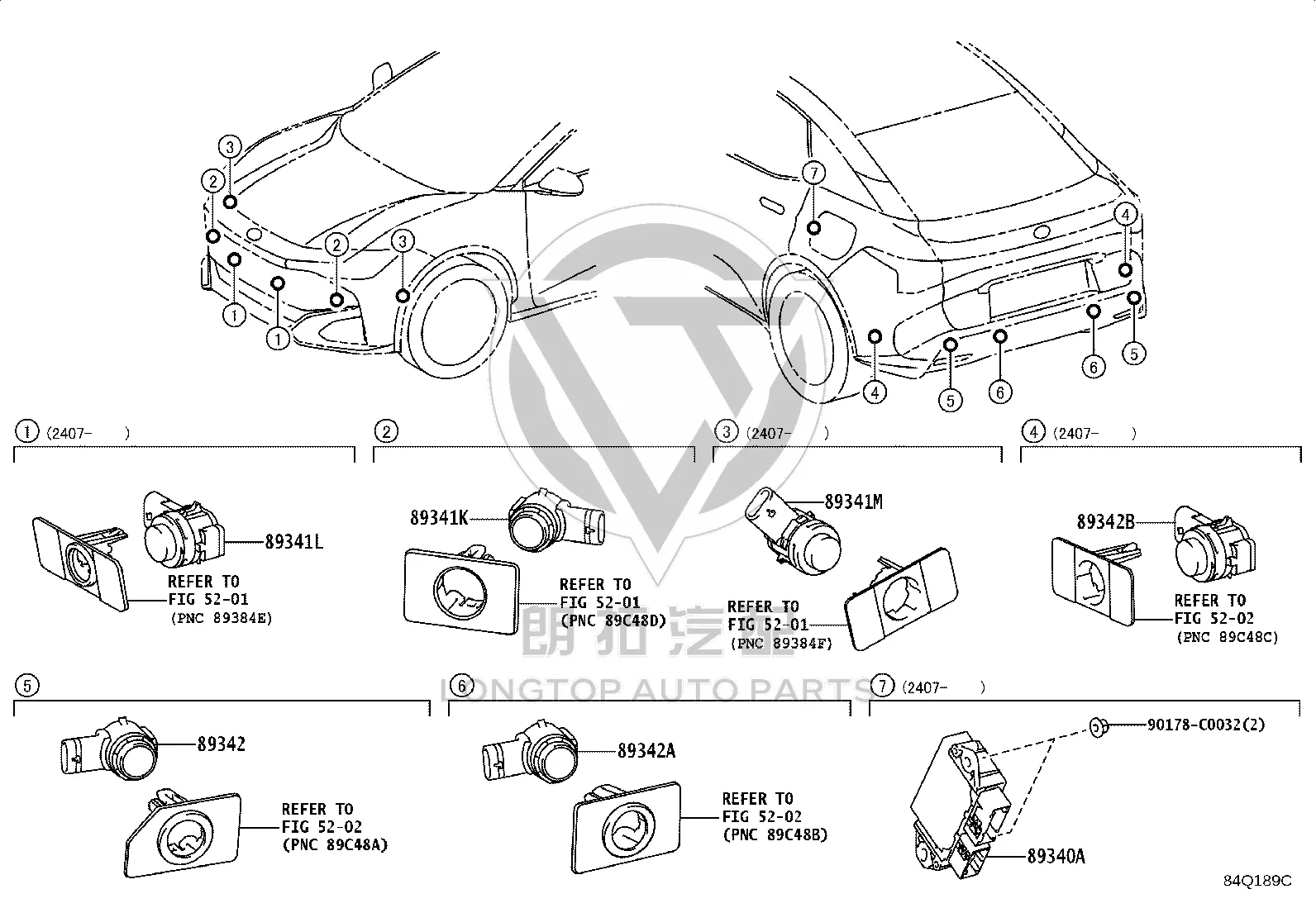 Rear Bumper Radar Sensor 89341-03060 for Toyota BZ3
