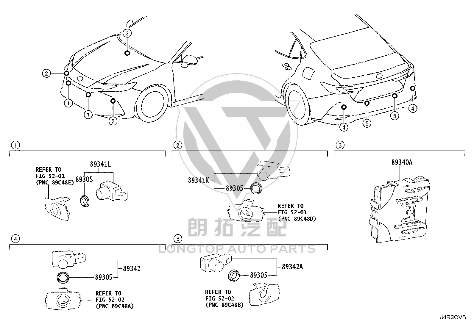Rear bumper radar sensor (external) 89341-0R100 for Toyota Avalon