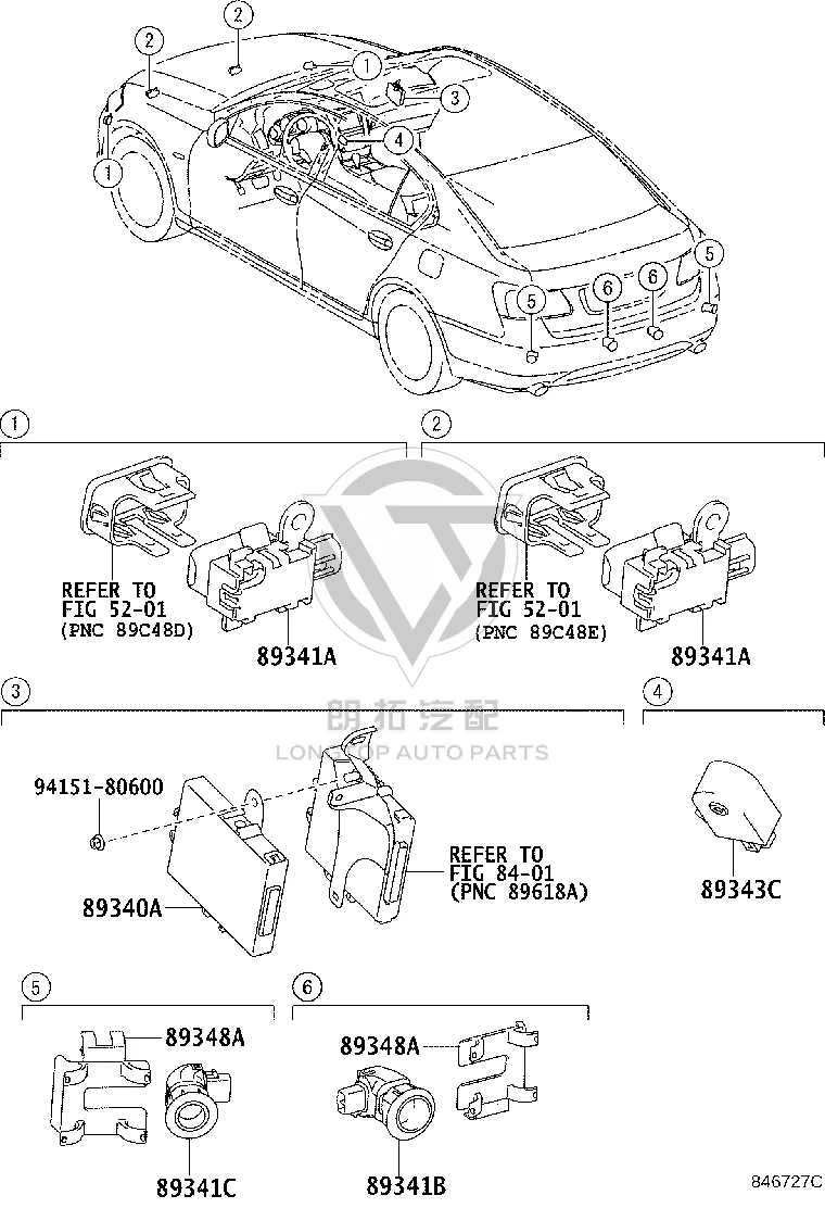 Electric Eye Of Rear Bumper Inner 89341-30021 for Lexus GS