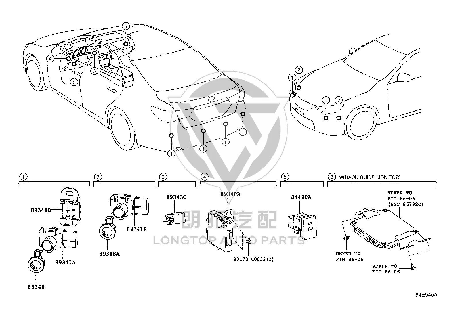 Rear Bumper Parking Assist Sensor 89341-30060J2 for Toyota Reiz