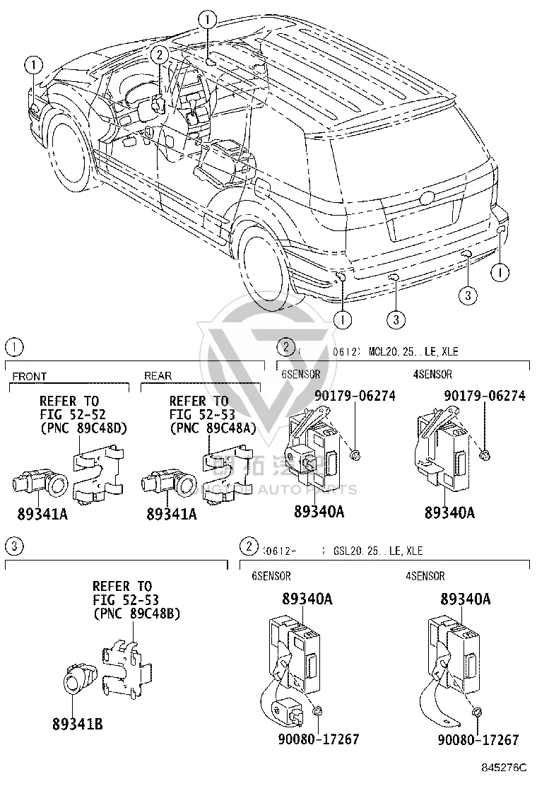 Rear Bumper Parking Assist Sensor 89341-45020 for Toyota Sienna