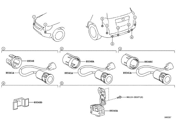 Rear Bumper Parking Sensor Cover 89348-YY050 for Toyota RAV4