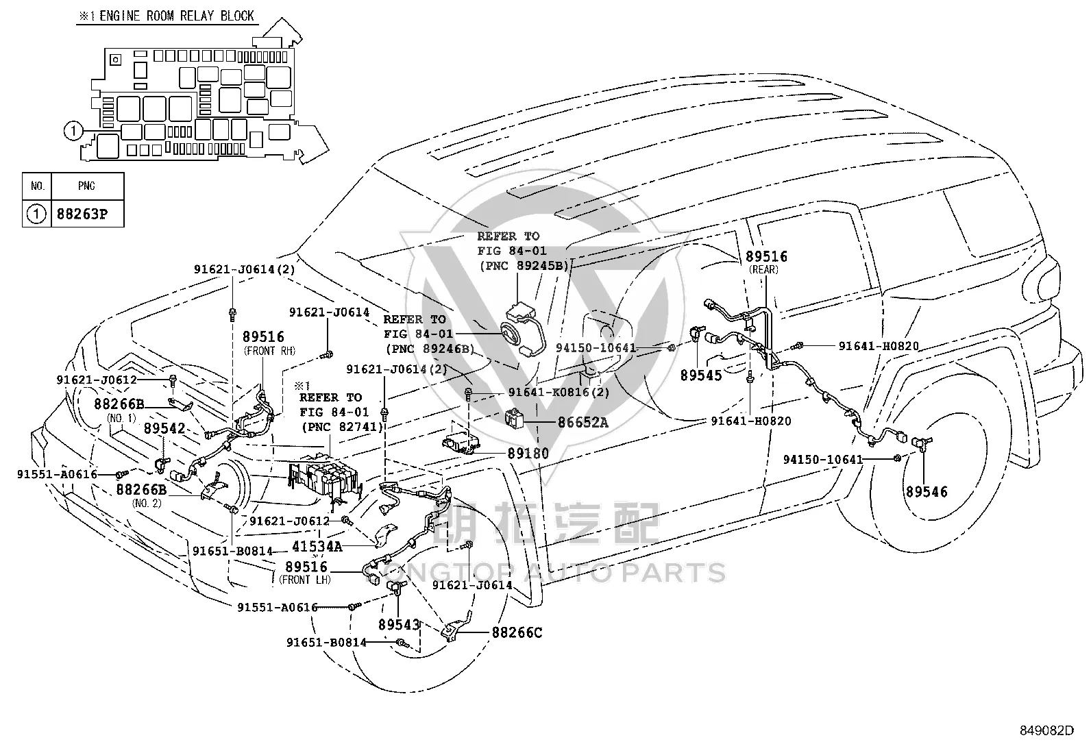 ABS Front Wheel Wire Harness 89516-60080 for Toyota 4RUNNER