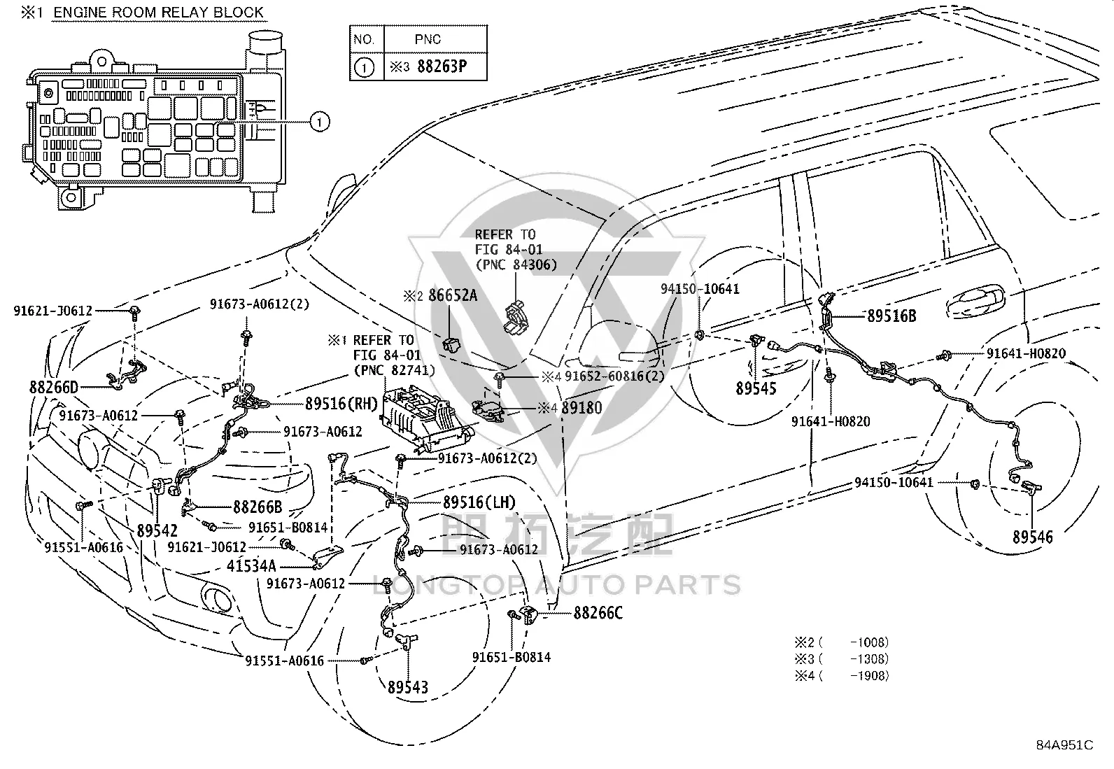 ABS Front Wheel Wire Harness 89516-60260 for Toyota 4RUNNER