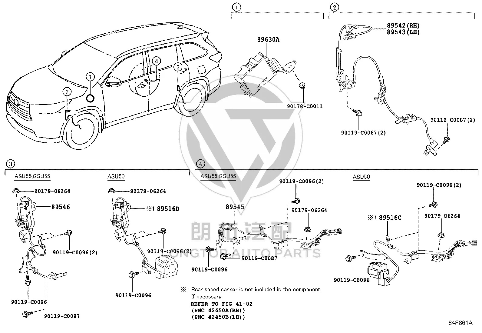 ABS Front Wheel Sensor (Right) 89542-0E090 for Toyota Highlander