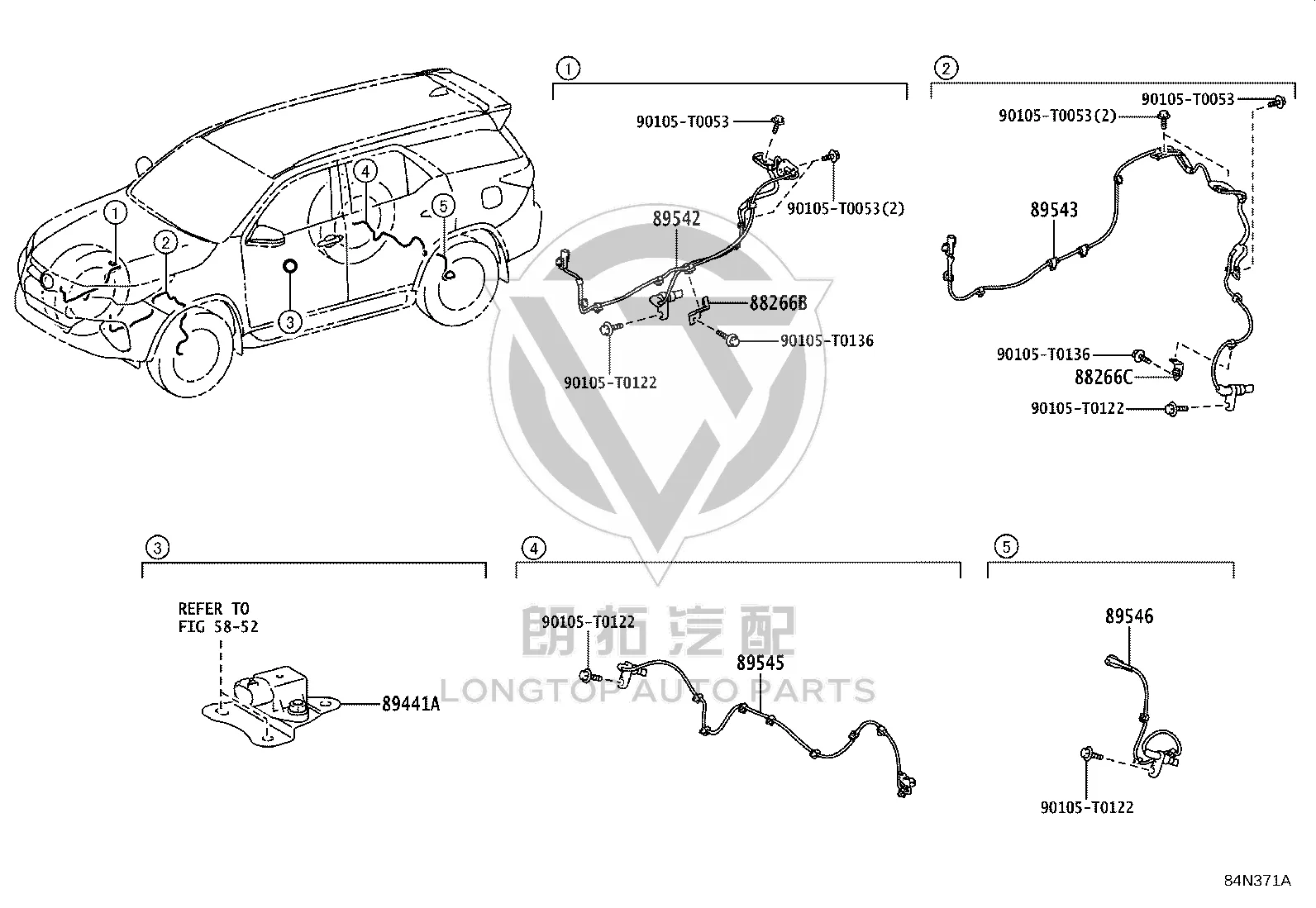ABS front wheel sensor (left) 89543-0K061 for Toyota Fortuner