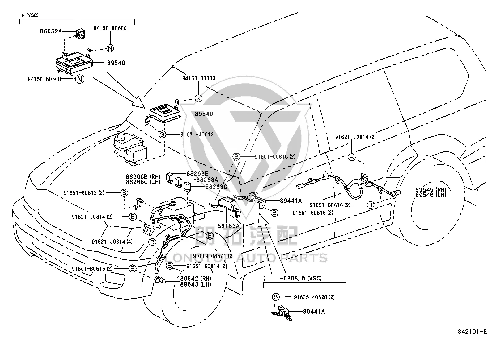 ABS Front Left Wheel Sensor 89543-60010 for Toyota Land Cruiser