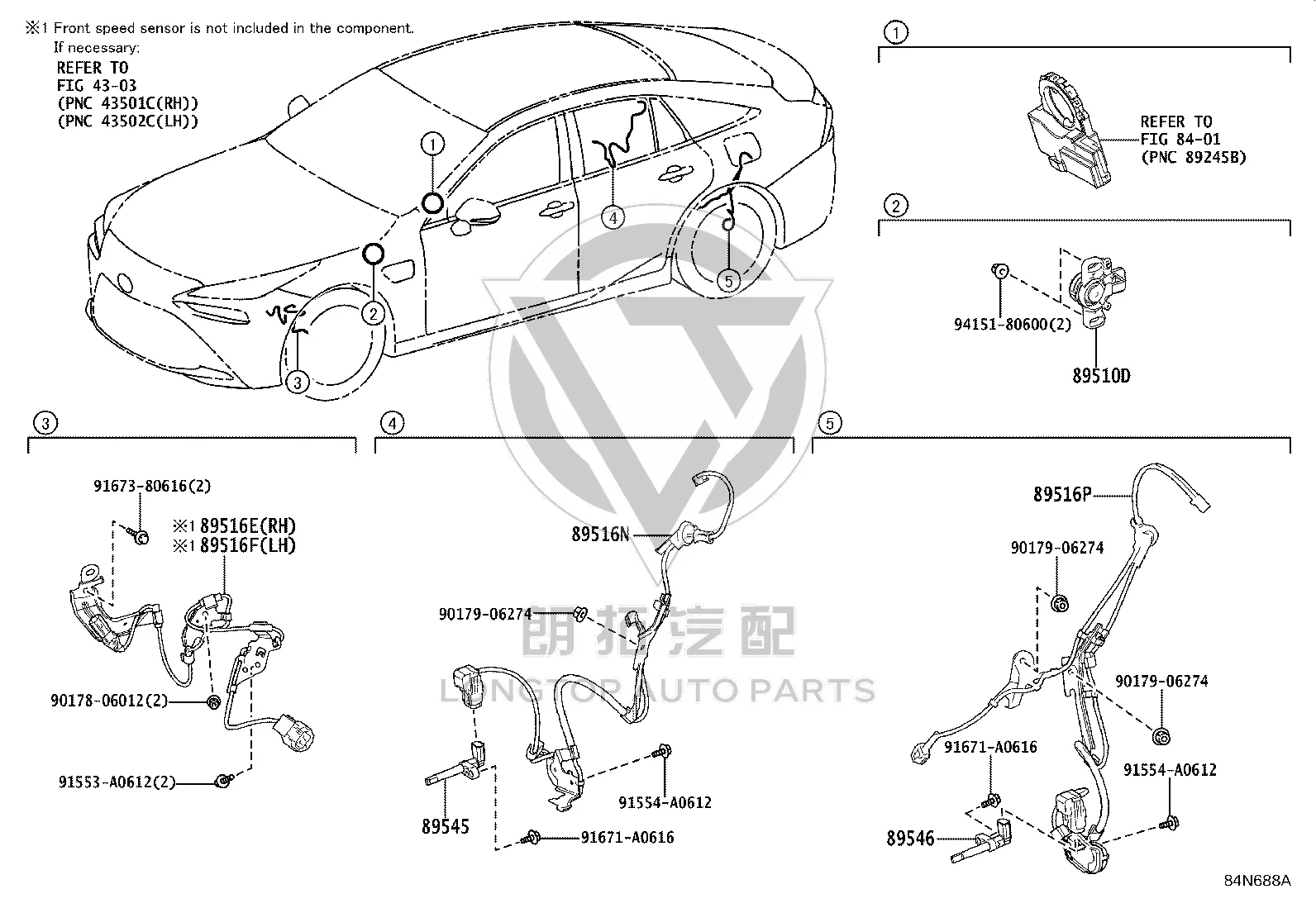 ABS Rear Wheel Speed Sensor 89545-30070 for Toyota MARK X