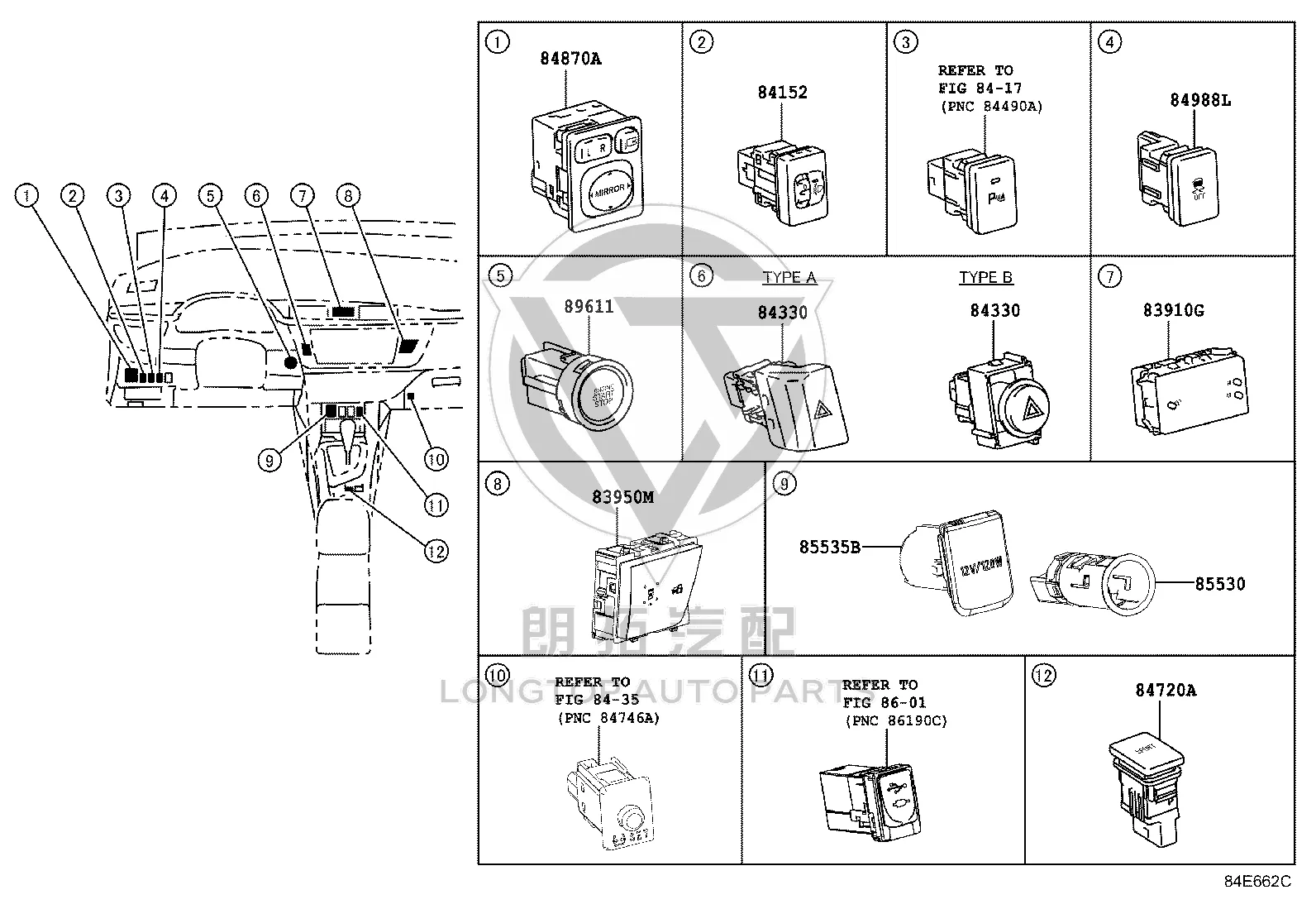 One-Click Start Button 89611-42012 for Toyota Alphard