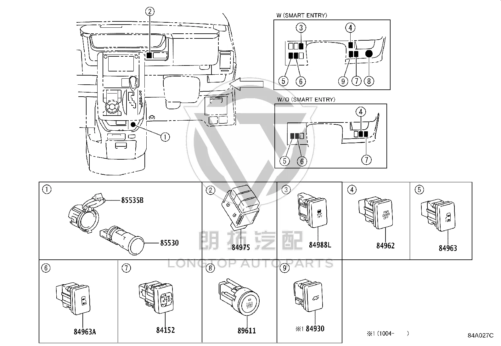 One-click Start Button 89611-52015 for Toyota NOAH
