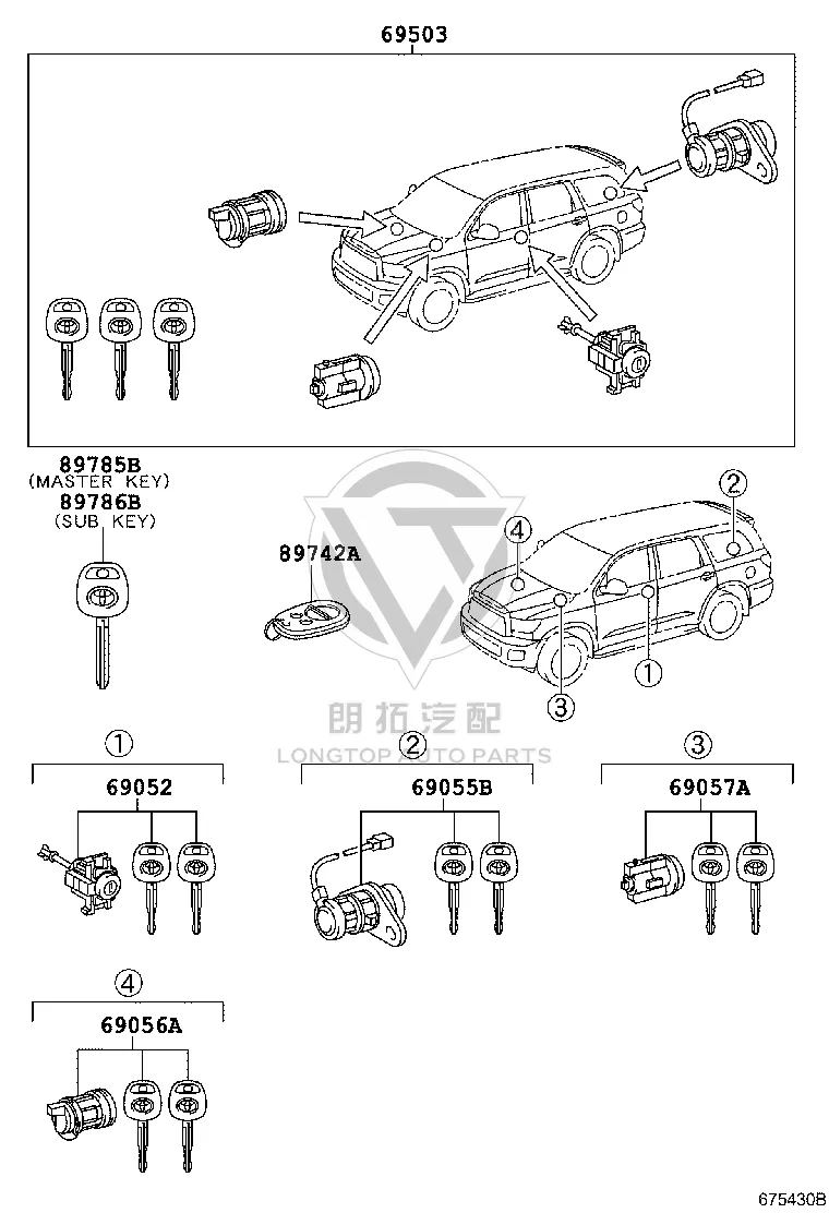 Key Remote Control 89742-0C041 for Toyota Sequoia