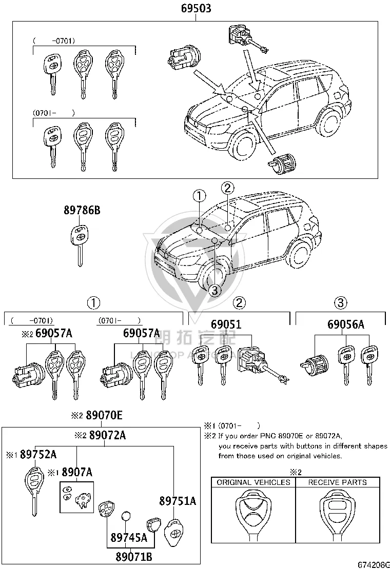 Key Fob Transmitter Case Cover 89751-42030 for Toyota RAV4