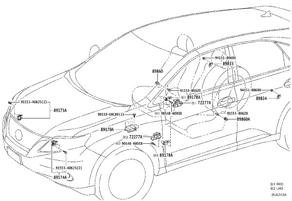 Right Rear Airbag Sensor 89831-12010 for Lexus RX270