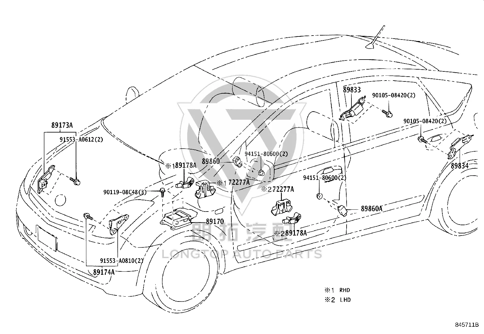 Right Side Airbag Sensor 89860-47040 for Toyota Prius