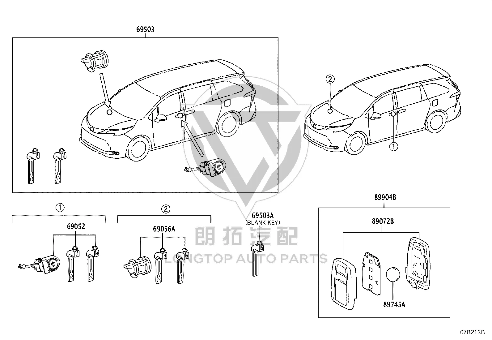 Key Remote 8990H-08010 for Toyota Sienna