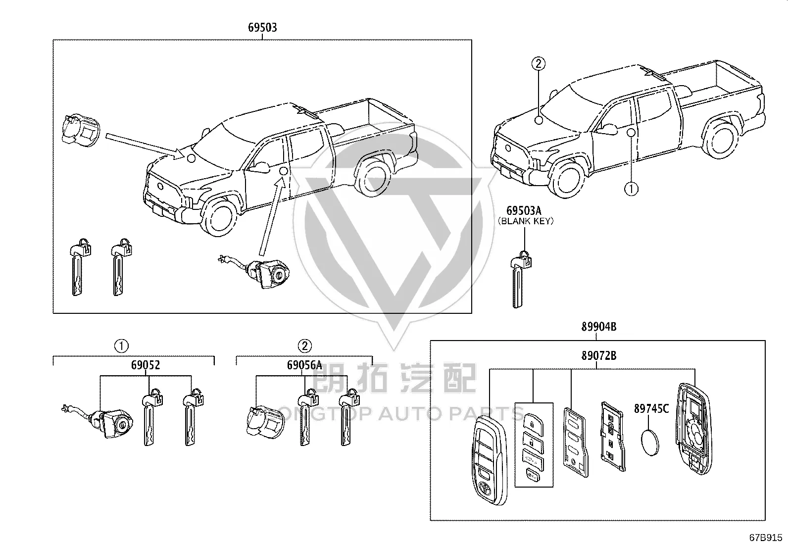 Key Remote 8990H-0C020 for Toyota Tundra