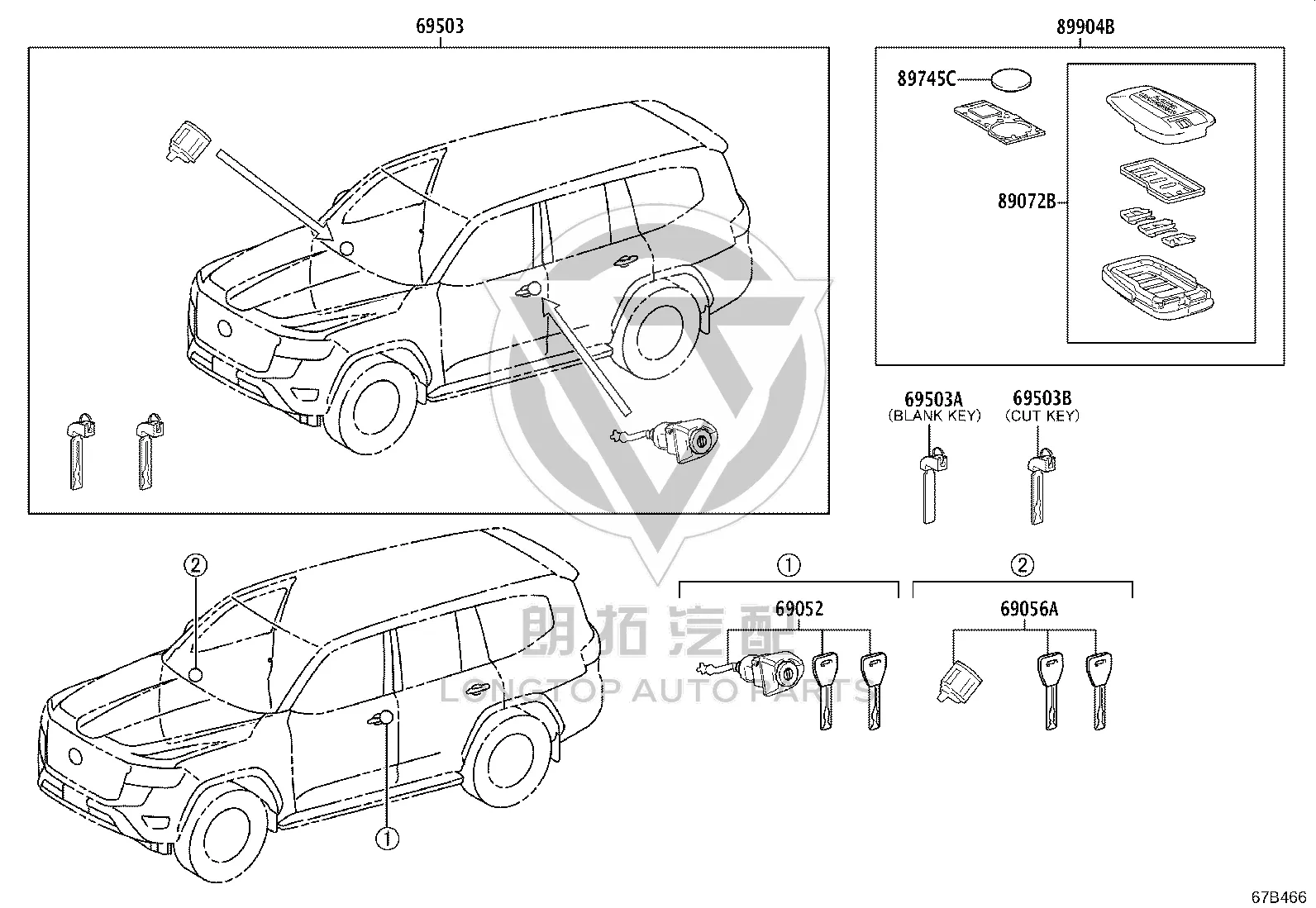 Key Remote 8990H-60462 for Toyota Land Cruiser