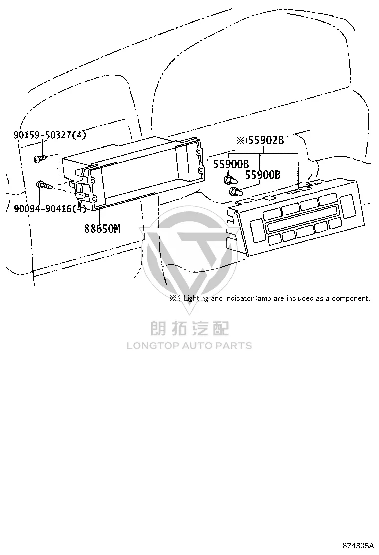 Air conditioning control panel bulb 90010-03016 for Toyota Aristo