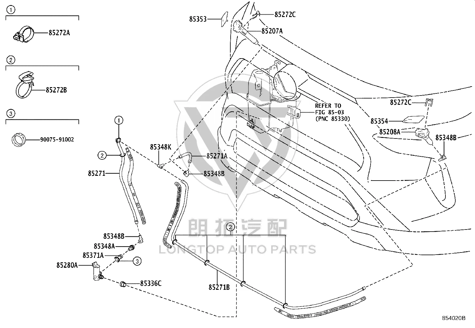 Headlight Washer Hose 90075-15088 for Toyota RAV4