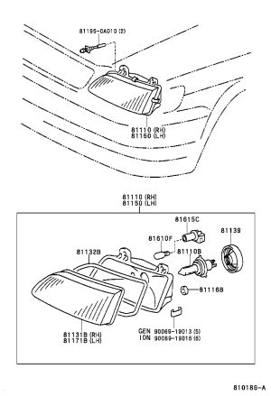 Front Clearance Light Bulb 90080-81053 for Toyota Soluna