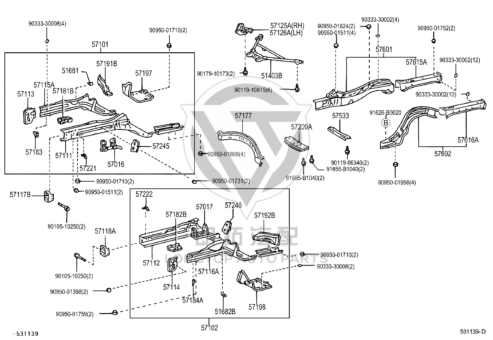 Bolt 90105-10250 for Toyota Crown, Aristo & GS300
