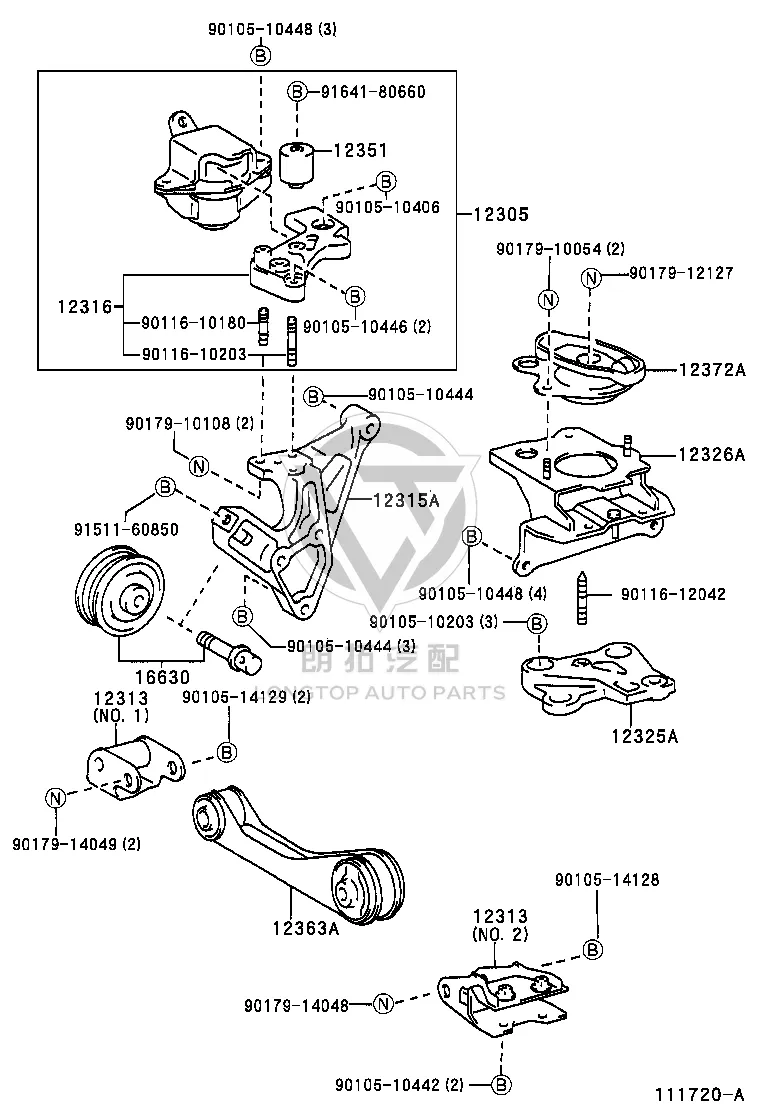 Flange Bolt 90105-10446 for Toyota Alphard, Dyna & Camry