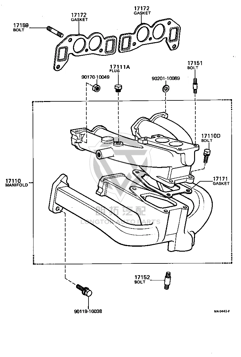Double-ended bolt 90116-10017 for Toyota CELICA