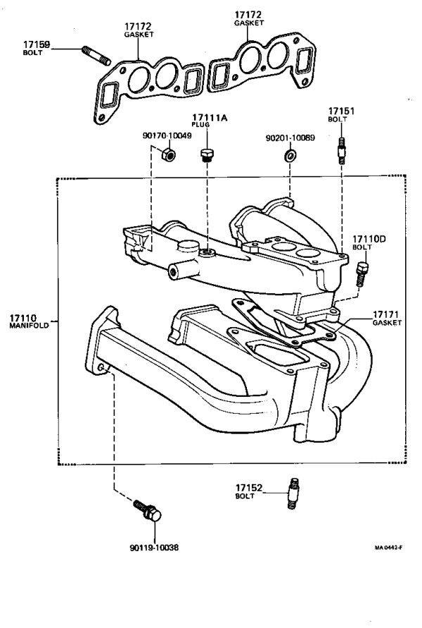 Double-ended bolt 90116-10017 for Toyota CELICA