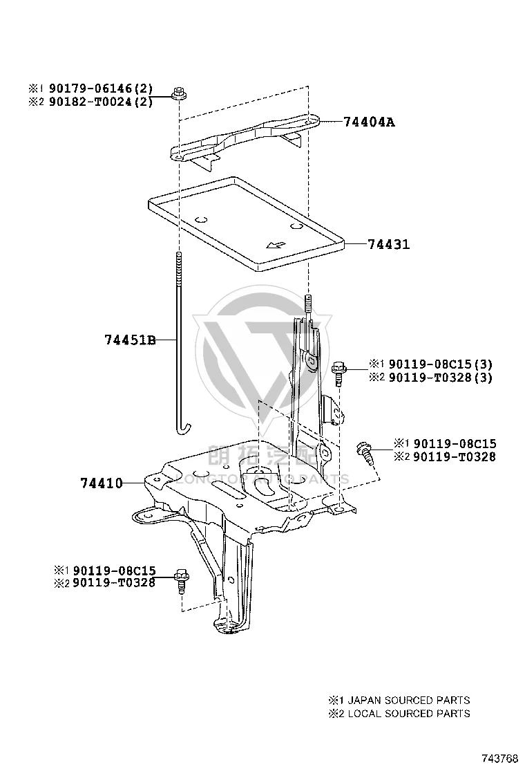 Battery Carrier 90119-08C15 for Toyota Etios