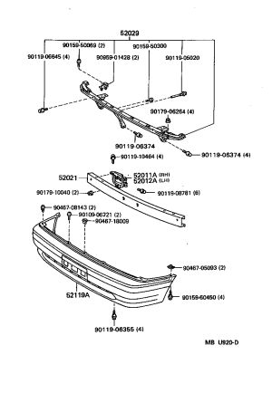 Bumper Impact Bar Bolt 90119-10464 for Toyota Picnic, Land Cruiser 100 & Corolla Wagon