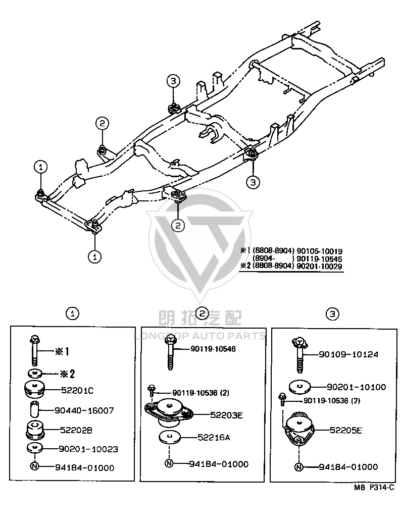 Bolt with Washer 90119-10546 for Toyota Hilux 2WD, Hilux & 4-RUNNER Truck