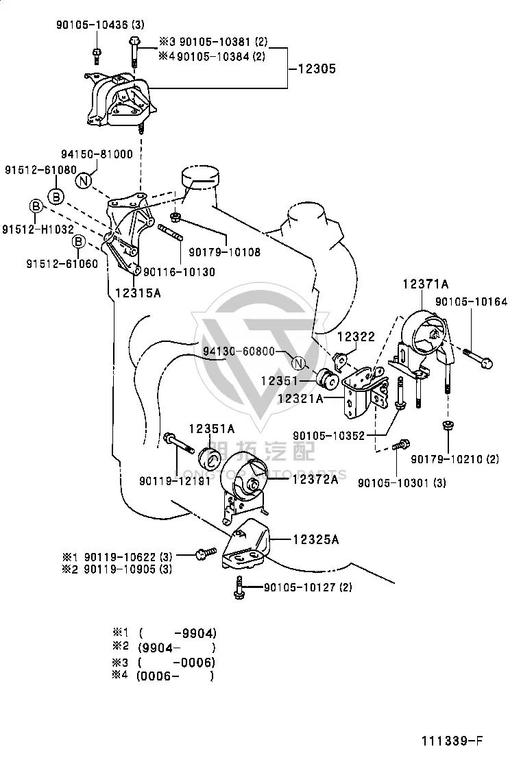 Bolt W Washer 90119-10905 for Toyota XA, Yaris & Vios