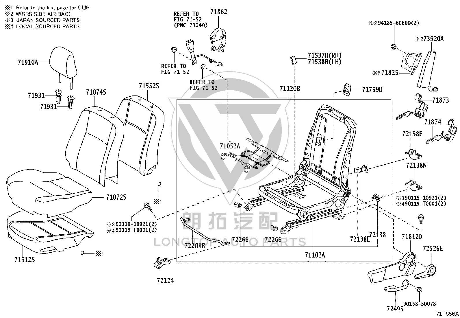 Front Passenger Seat Cushion Frame 90119-10921 for Toyota 4RUNNER