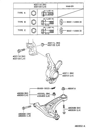 Front Lower Control Arm Bolt 90119-12337 for Toyota XA