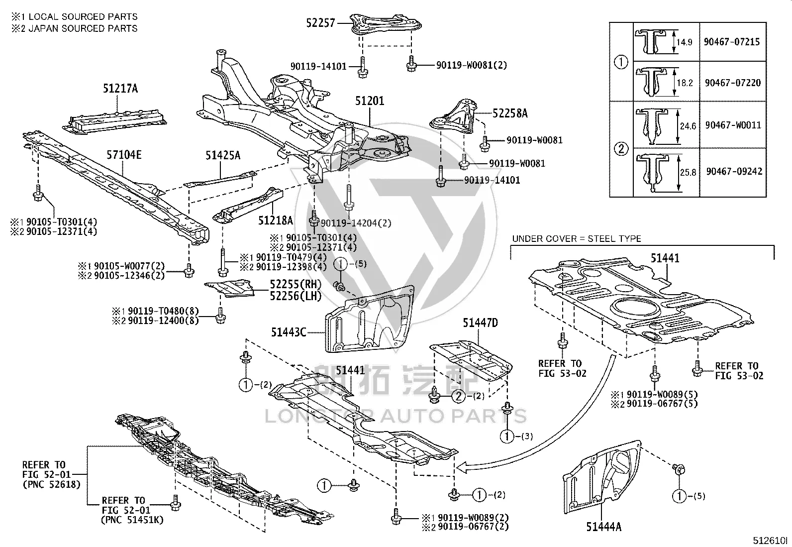 Subframe Beam Bracket 90119-14204 for Toyota Alphard