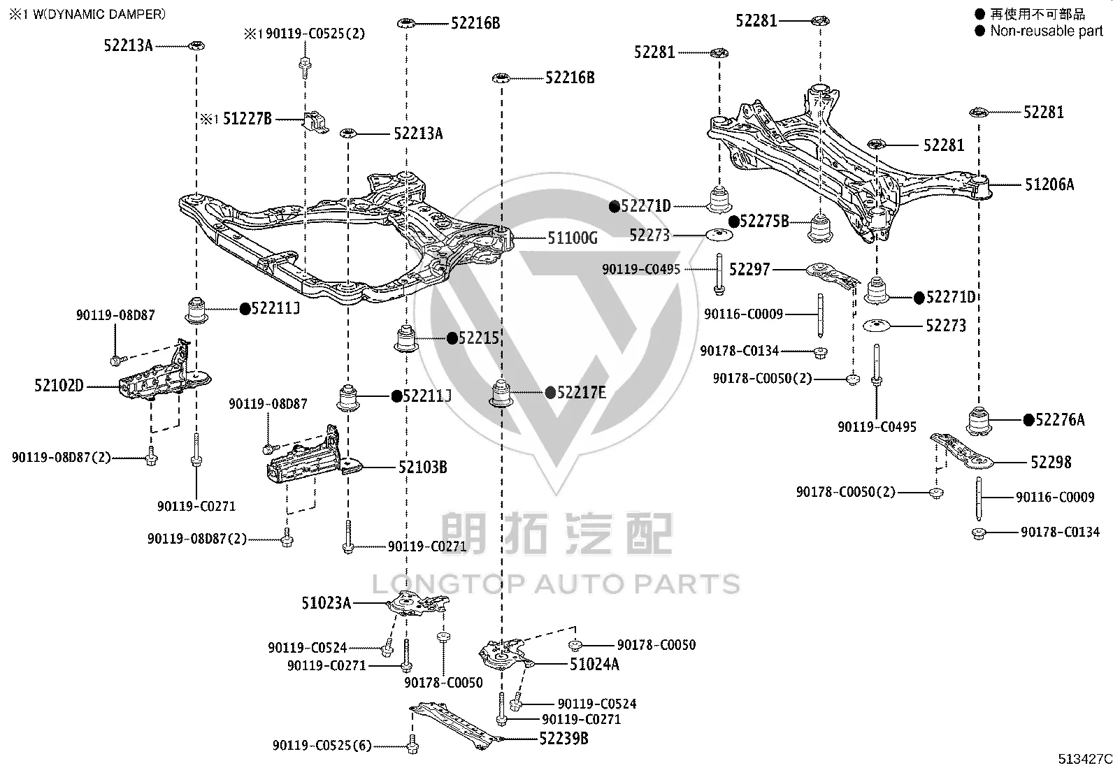 Front Bumper Right Extension Sub-Assembly 52102-07010 for Toyota Avalon