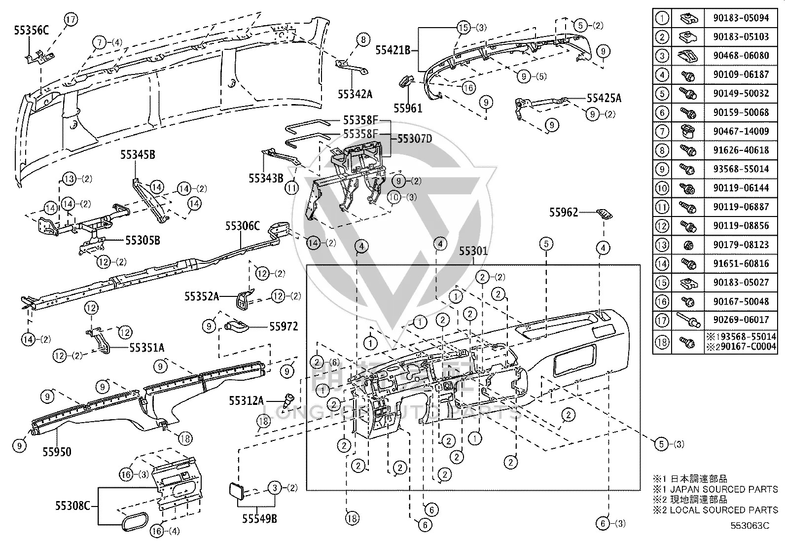 Bolt 90159-50068 for Toyota Coaster