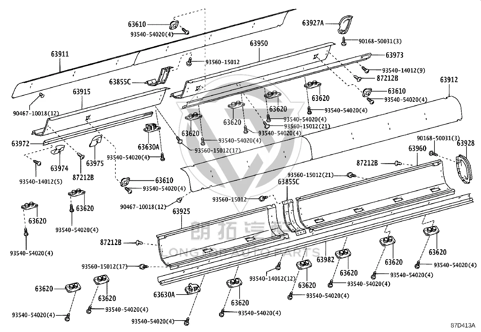 Screw Tapping 93540-54020 for Toyota Celica, Coaster & Dyna