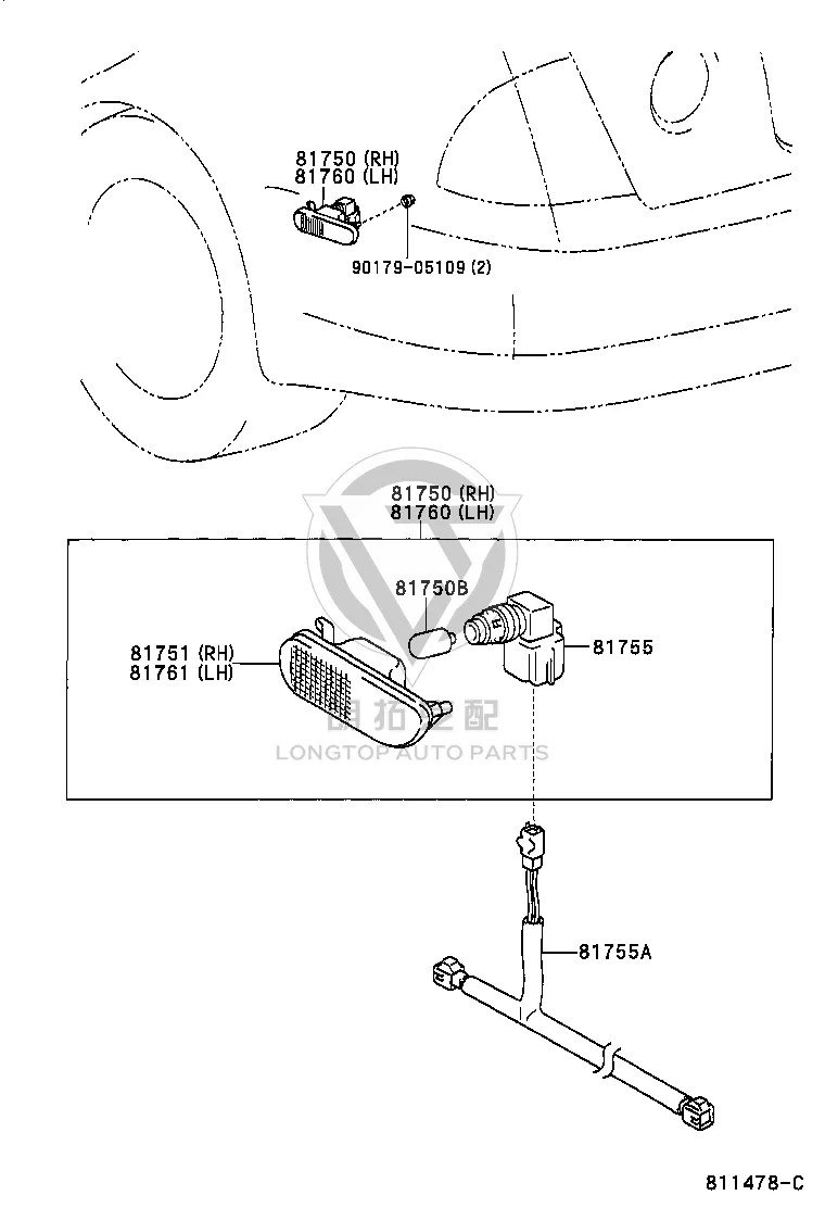 Side Marker Lamp Nut 90179-05109 for Toyota XA, IST & Windom
