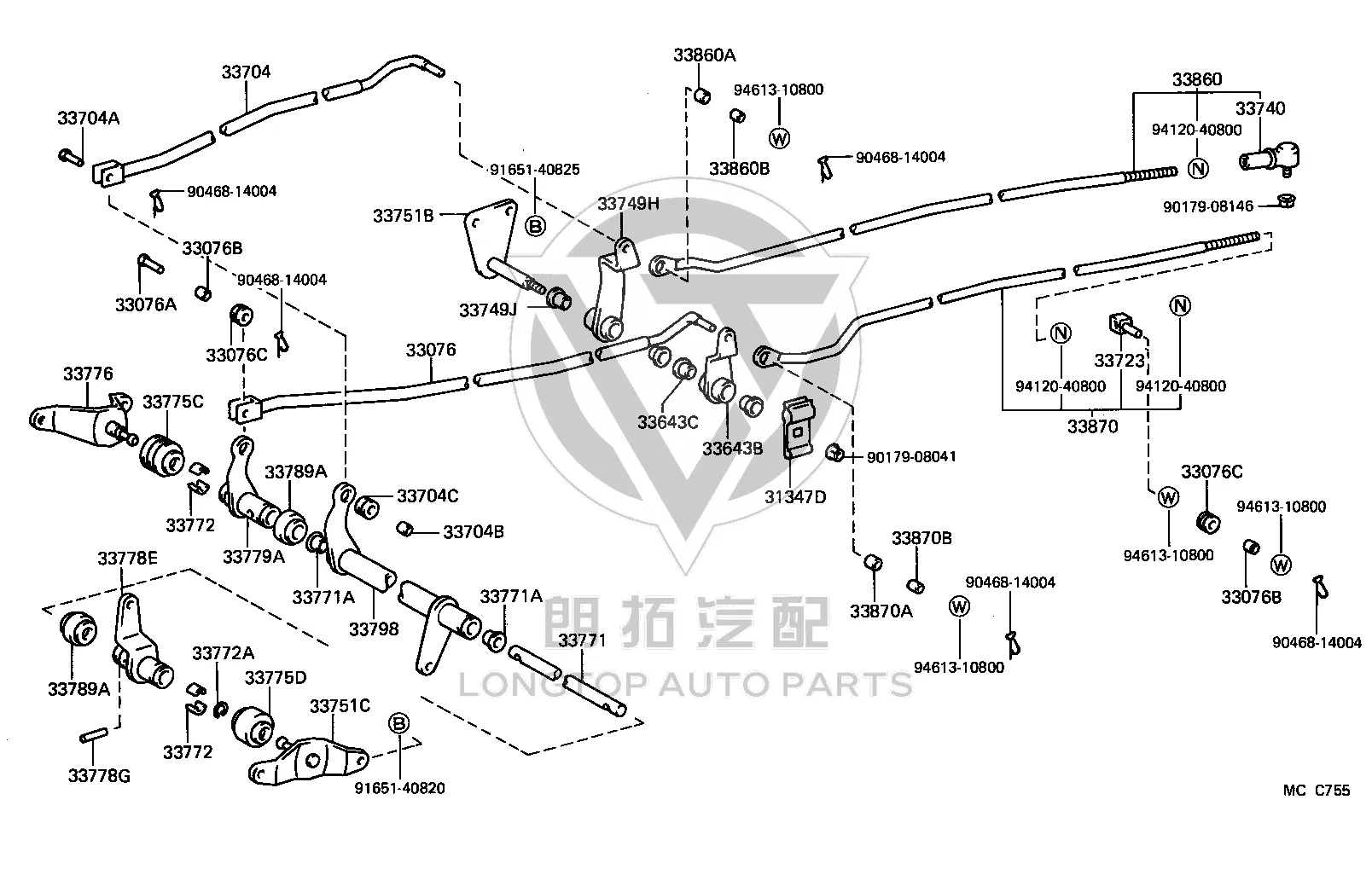 Pin with hole (for selector link No. 3) 90240-08034 for Toyota DYNA100