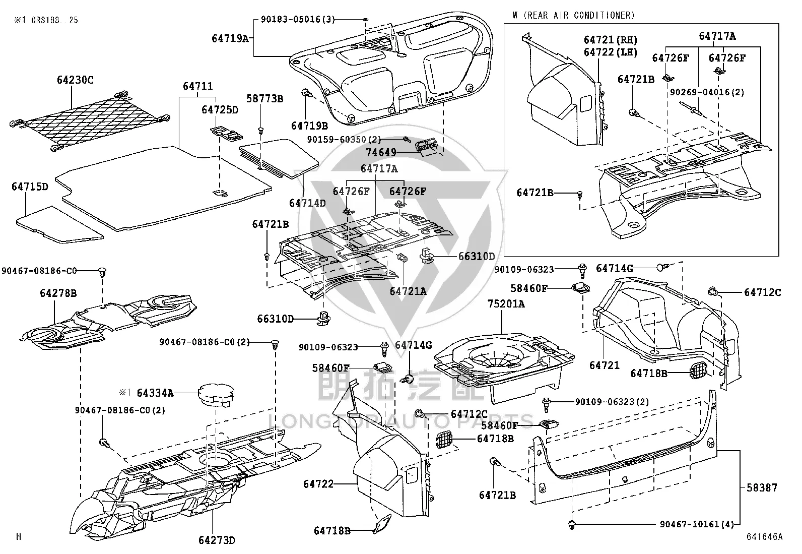 Rear wall trim panel 58387-0N010 for Toyota Crown