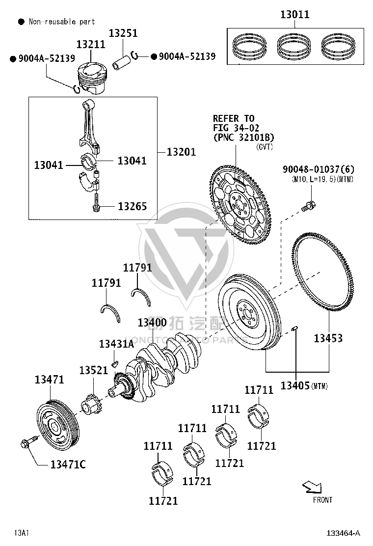 Crankshaft Timing Pulley Key 90280-04001 for Toyota AGYA