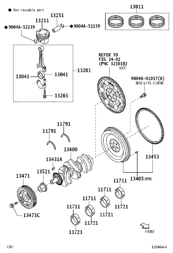 Crankshaft Timing Pulley Key 90280-04001 for Toyota AGYA