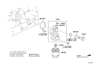 Oil Filter 90915-TB001 for Toyota Fortuner