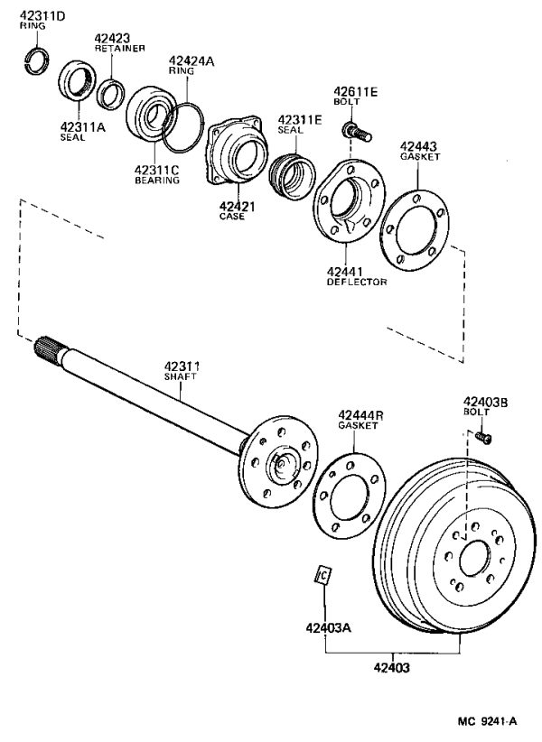 Rear wheel bearing (right) 90363-40041 for Toyota Dyna