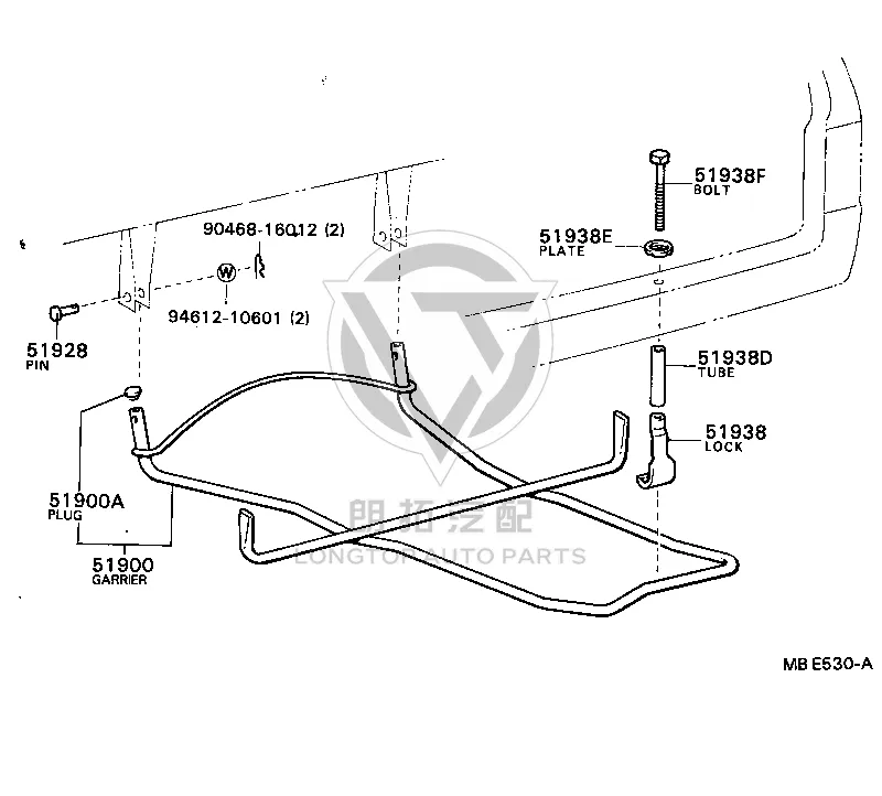 Guide tube (for spare wheel frame bolt) 90440-17034 for Toyota Land Cruiser