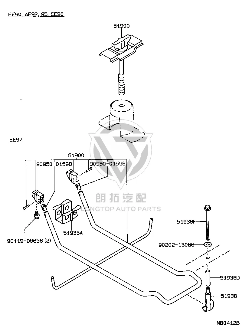 Guide tube (for spare wheel frame bolt) 90440-17040 for Toyota CORONA