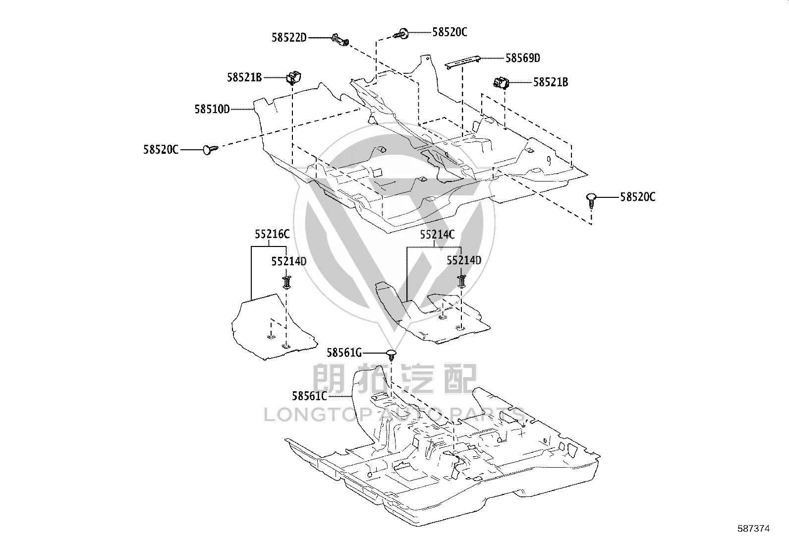 Central Carpet Clip 90467-07049 for Toyota Alphard