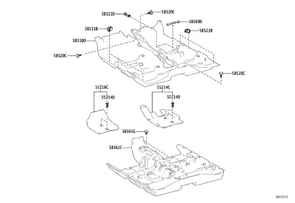 Central Carpet Clip 90467-07049 for Toyota Alphard