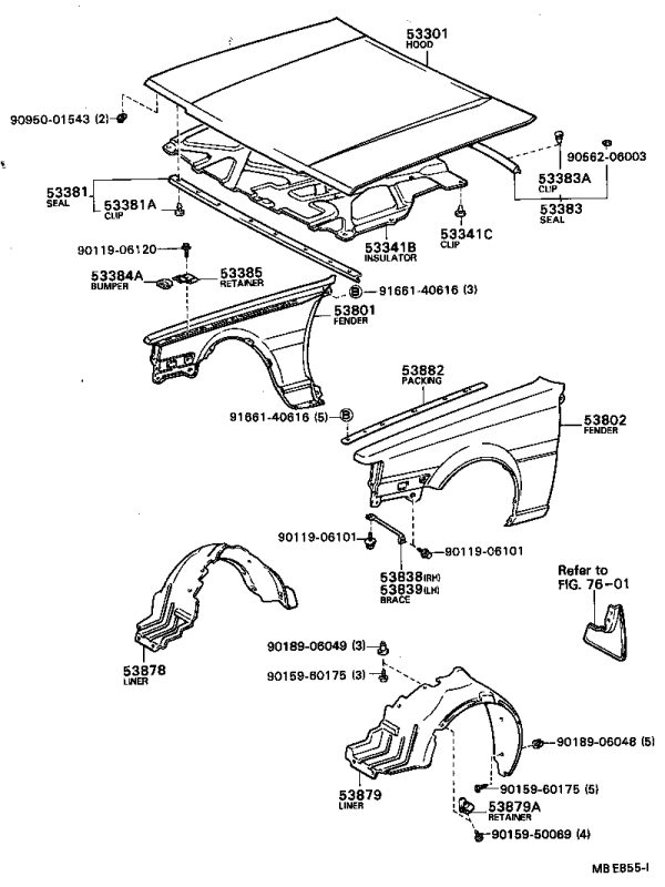 Snap Fastener 90467-08050 for Toyota CORONA